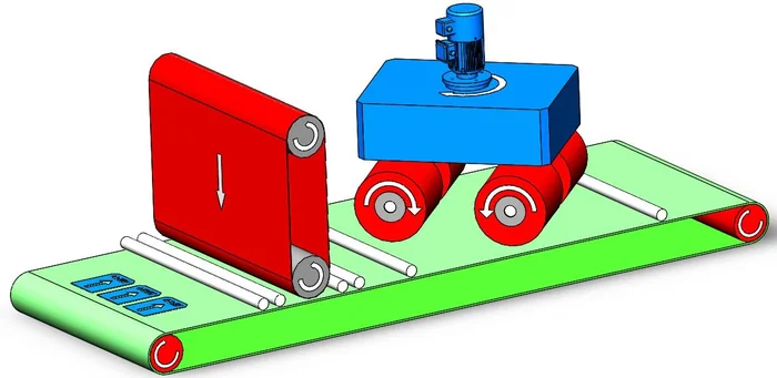 BR Series 1+4 configuration diagram - 1 belt and 4 rollers