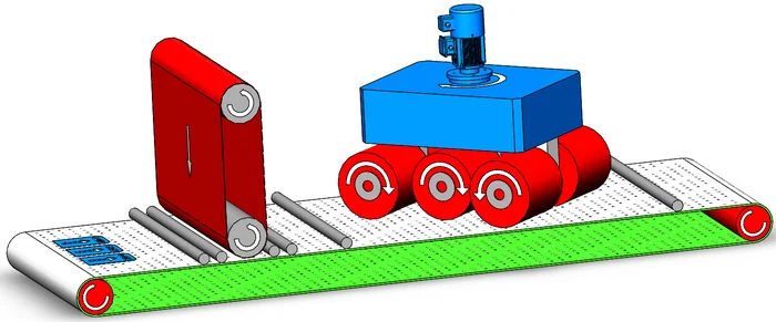 BR Series 1+6 configuration diagram - 1 belt and 6 rollers